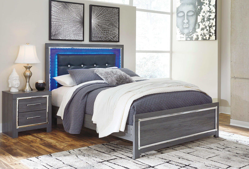 Lodanna Gray Queen Panel Bed w/ LED - Ornate Home