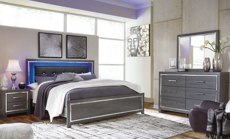 Lodanna - Gray - Queen Panel Bed w/ LED - 4pc Bedroom Set - Ornate Home