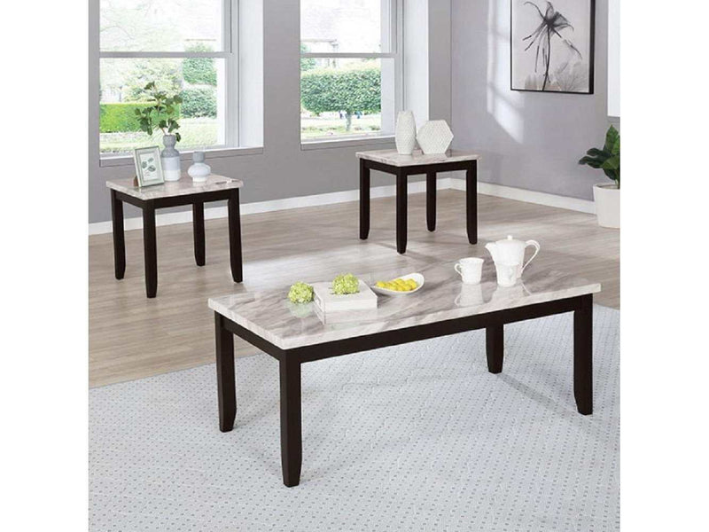 Lodivea White 3pc Faux Marble Top Coffee Table Set - Ornate Home