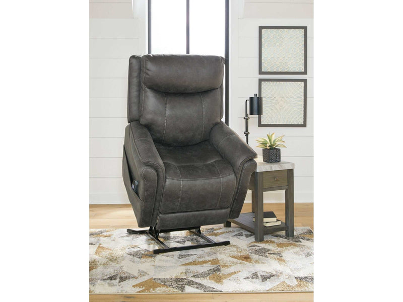 Lorreze Steel Gray Power Lift Recliner Heat & Massage Function - Ornate Home