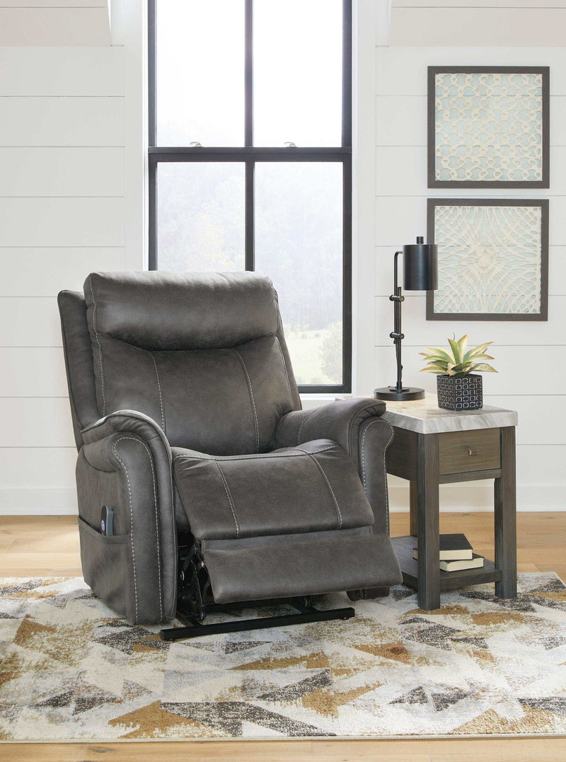 Lorreze Steel Gray Power Lift Recliner Heat & Massage Function - Ornate Home