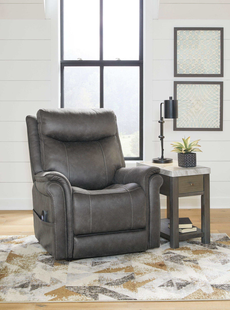 Lorreze Steel Gray Power Lift Recliner Heat & Massage Function - Ornate Home