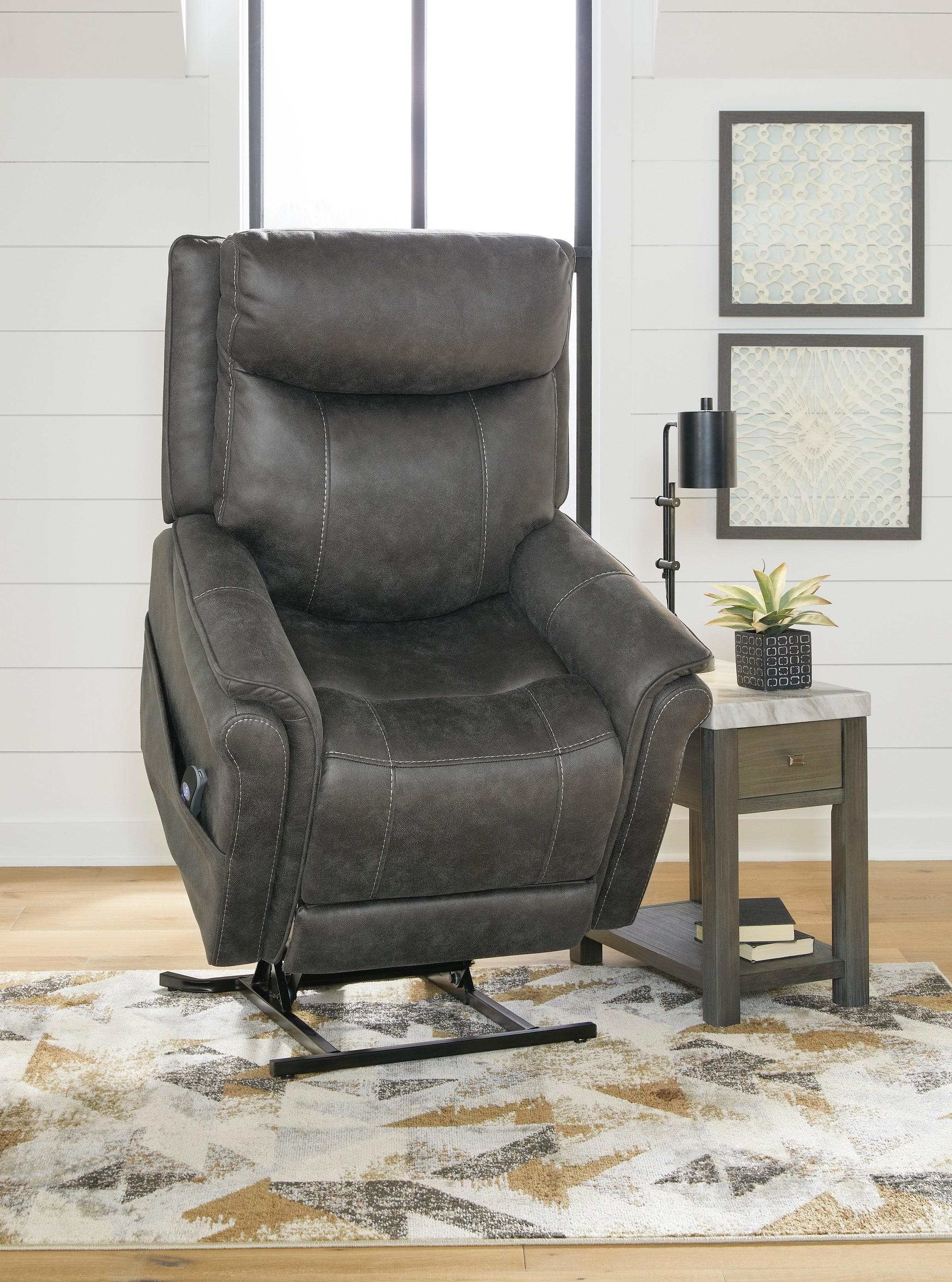 Lorreze Steel Gray Power Lift Recliner Heat & Massage Function - Ornate Home