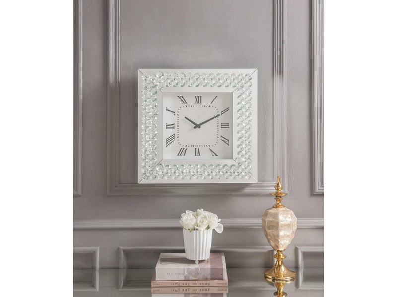 Lotus Mirrored & Faux Crystals Wall Clock - Ornate Home