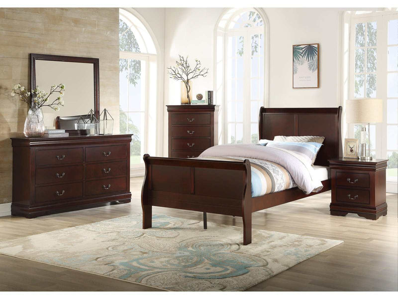 Louis Philip Cherry Youth Sleigh Bedroom Sets - Ornate Home