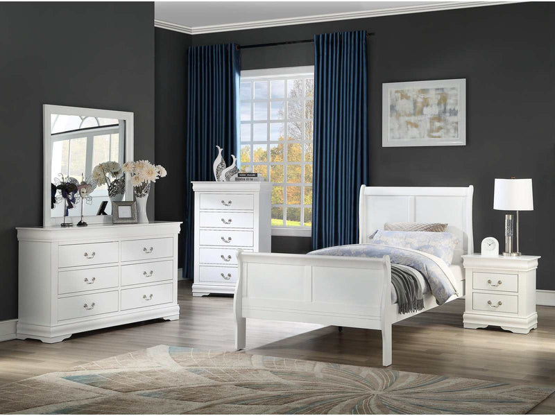 Louis Philip White Youth Sleigh Bedroom Sets - Ornate Home
