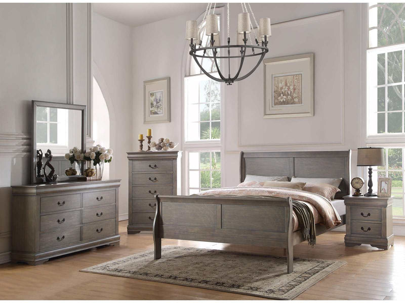 Louis Philippe Antique Gray Queen Bed - Ornate Home