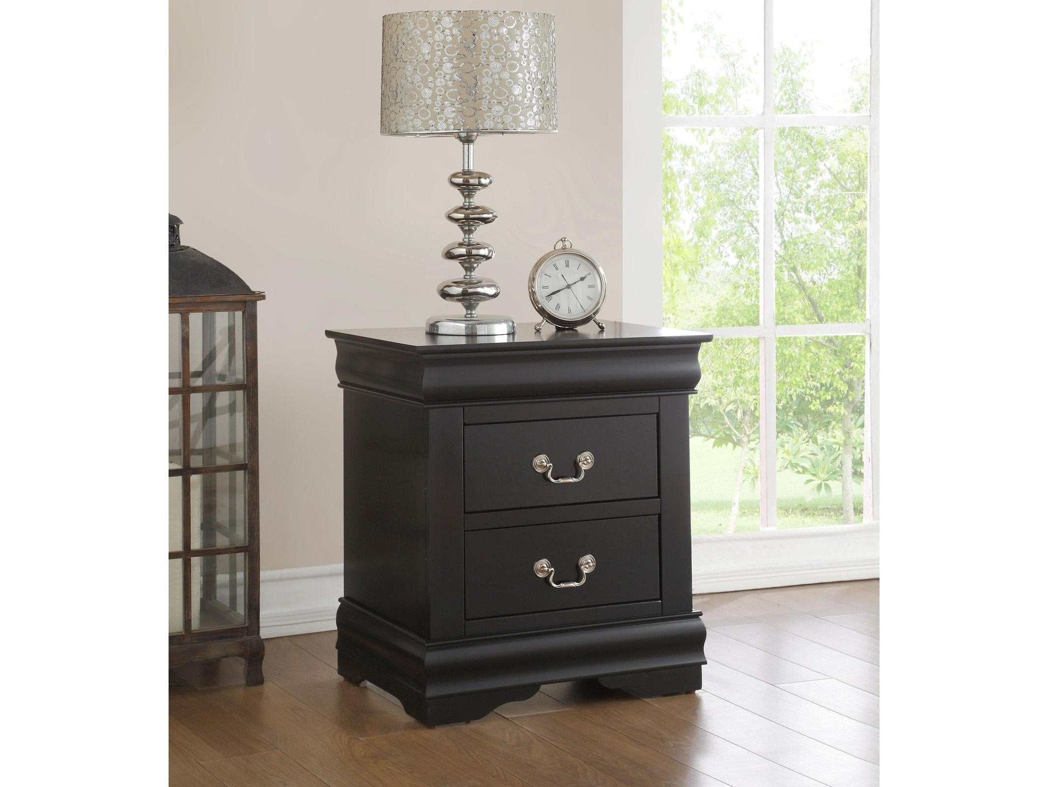 Louis Philippe Black Nightstand - Ornate Home