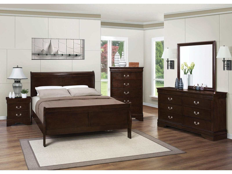 Louis Philippe Cappuccino 5pc Queen Panel Bedroom Set - Ornate Home