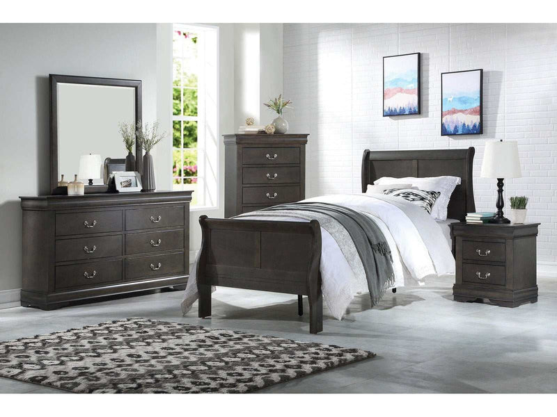 Louis Philippe Dark Gray Twin Bed - Ornate Home