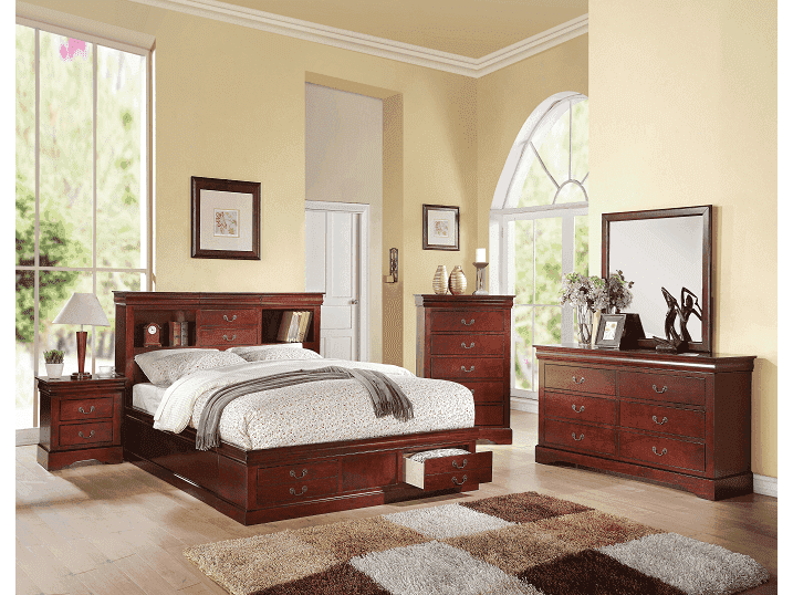 Louis Philippe III Cherry Eastern King Bed - Ornate Home