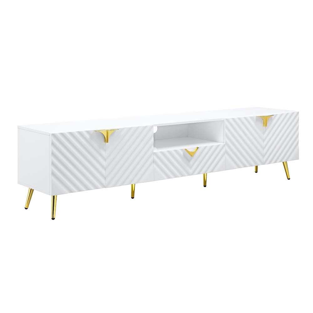 Gaines White High Gloss TV Stand - Ornate Home