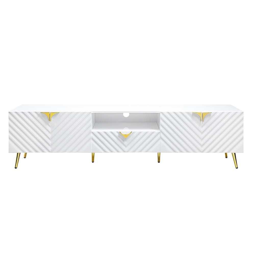 Gaines White High Gloss TV Stand - Ornate Home