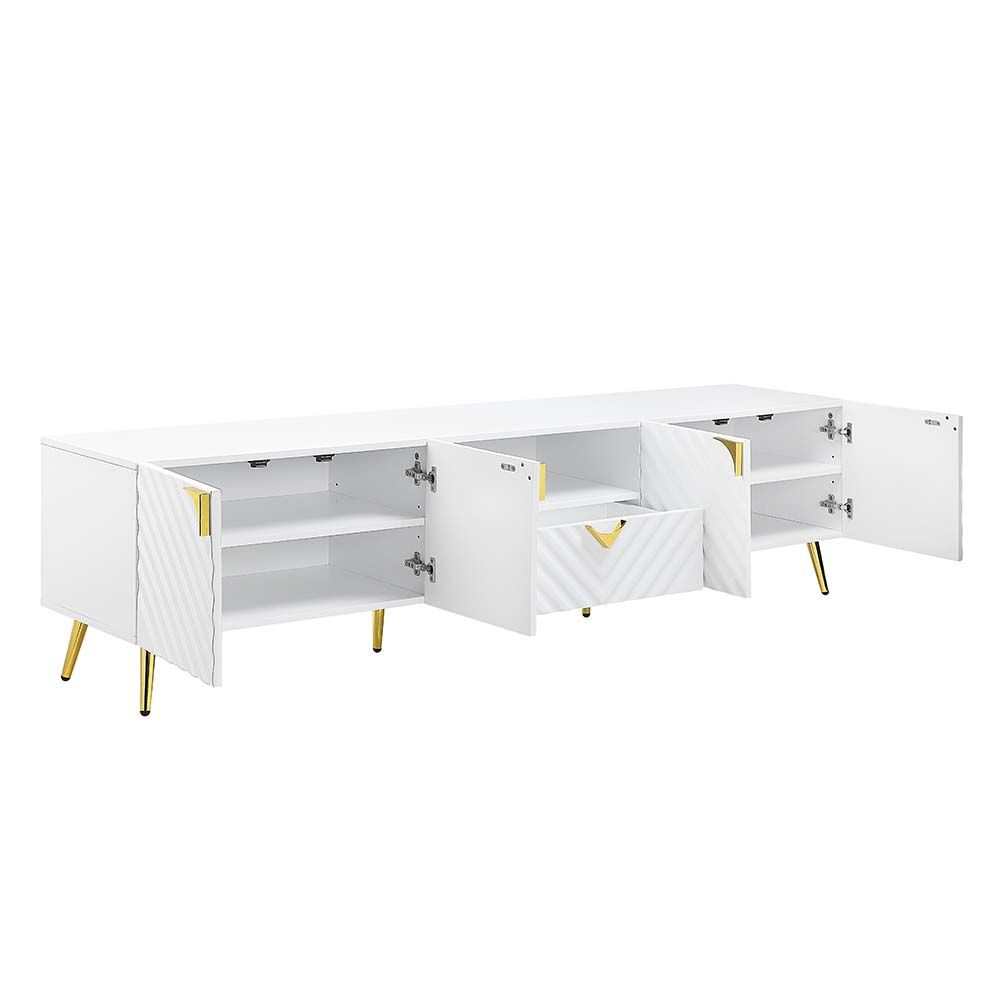 Gaines White High Gloss TV Stand - Ornate Home