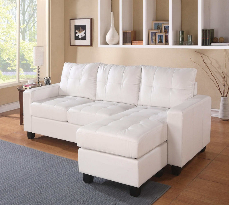 Lyssa White Bonded Leather Match Sectional Sofa & Ottoman - Ornate Home