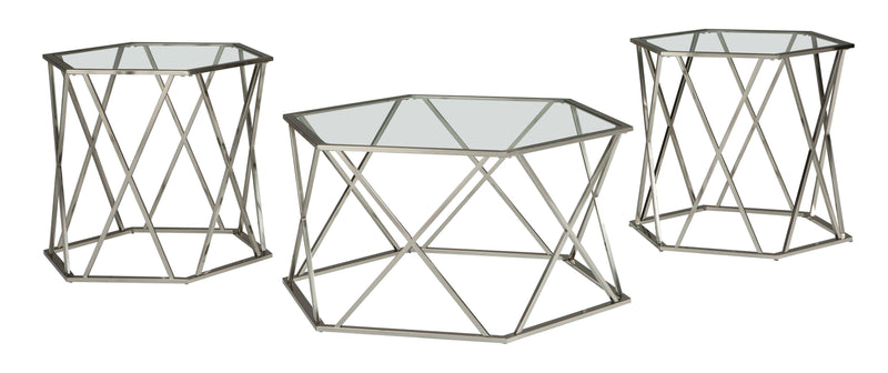 Madanere Chrome & Glass Occasional Table (Set of 3) - Ornate Home