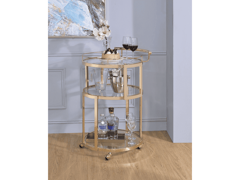 Madelina Gold & Clear Glass Serving Cart - Ornate Home