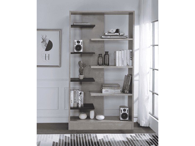 Magna Faux Concrete & Black Bookshelf - Ornate Home