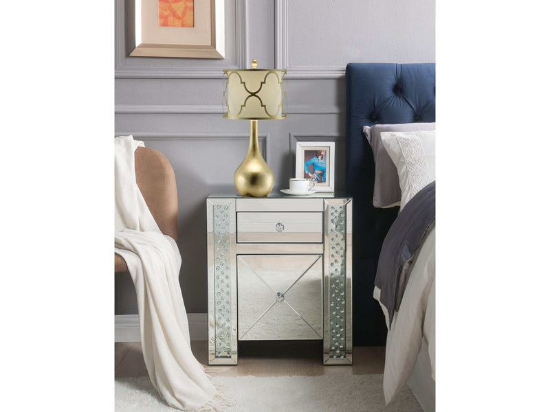 Maisha Mirrored & Faux Crystals Accent Table - Ornate Home