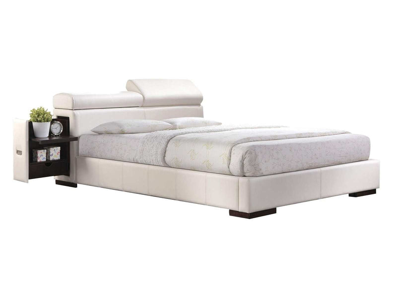 Manjot White PU Queen Bed - Ornate Home