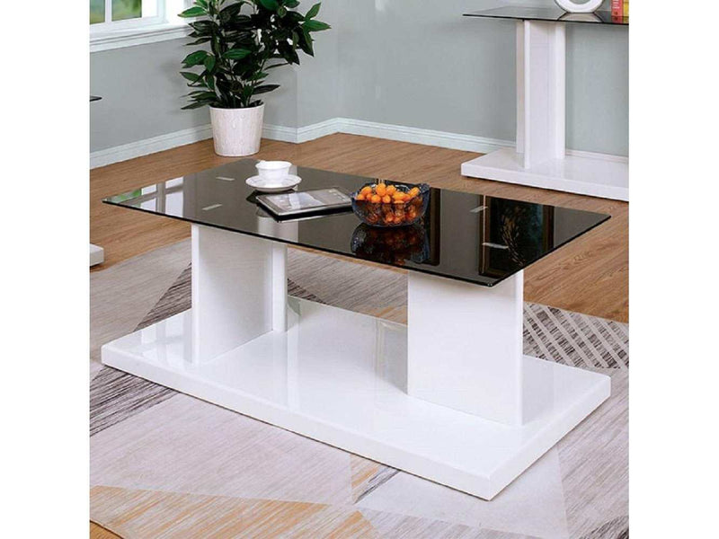 Mannedorf White & Black Glass Top Coffee Table - Ornate Home