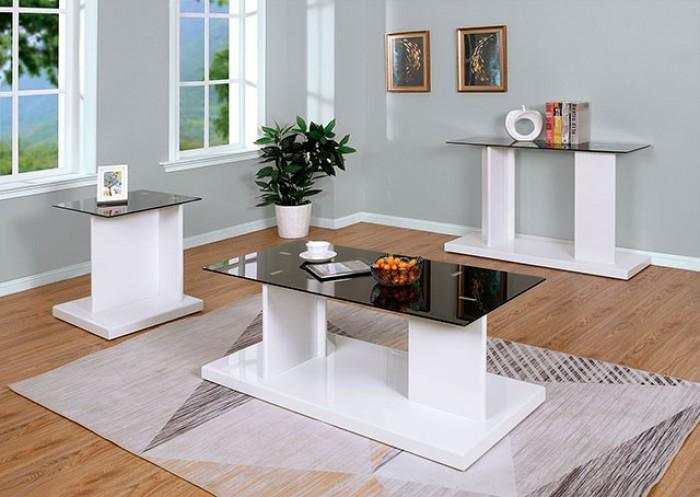 Mannedorf White & Black Glass Top Coffee Table - Ornate Home