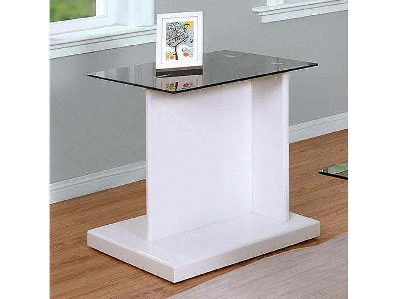 Mannedorf White & Black Glass Top End Table - Ornate Home
