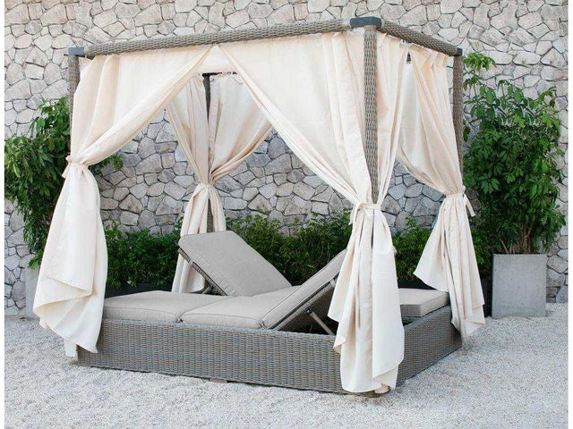 Marin Beige & Gray Double Sunbed w/ Canopy - Ornate Home