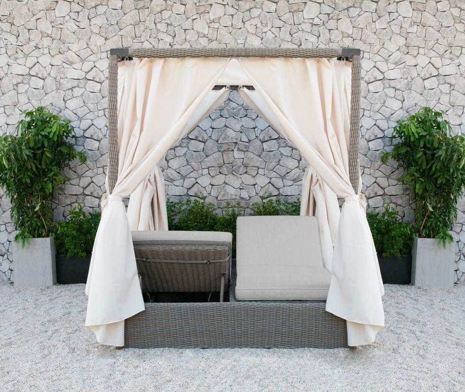 Marin Beige & Gray Double Sunbed w/ Canopy - Ornate Home