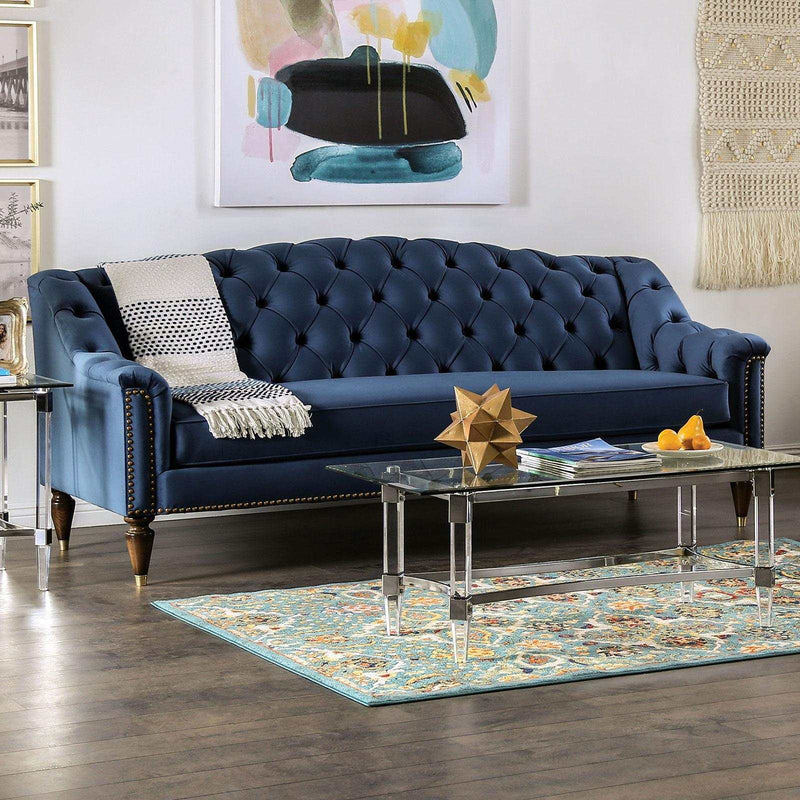 Martinique Blue Stationary Sofa & Loveseat 2pc - Ornate Home