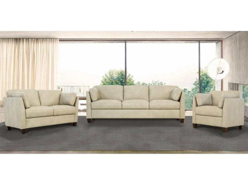 Matias Dusty White Leather 3Piece Living Room Set - Ornate Home