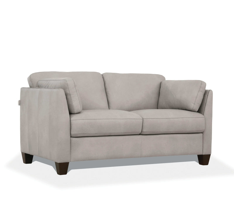 Matias Dusty White Leather Loveseat - Ornate Home