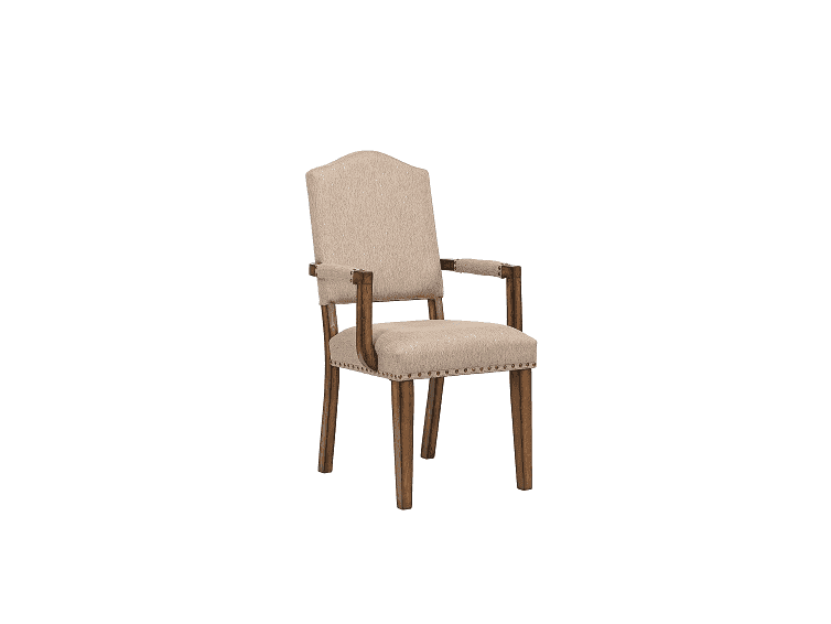 Maurice Khaki Linen & Antique Oak Arm Chair - Ornate Home