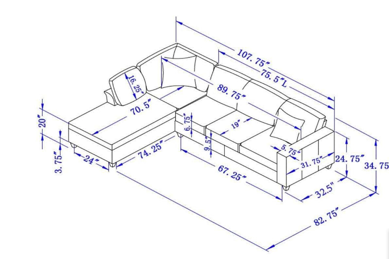 Mccord - Dark Grey -  Reversible L Shape Sectional Sofa - Ornate Home