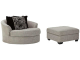 Megginson Storm Gray Swivel Chair & Ottoman Set - Ornate Home