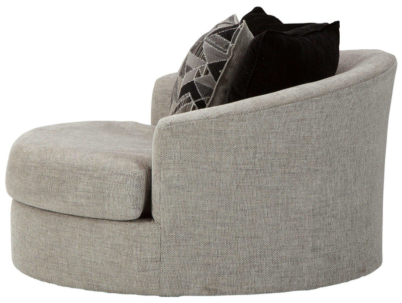 Megginson Storm Gray Oversized Swivel Chair - Ornate Home