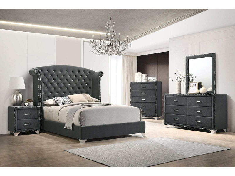 Melody Grey 5pc Eastern King Bedroom Set - Ornate Home