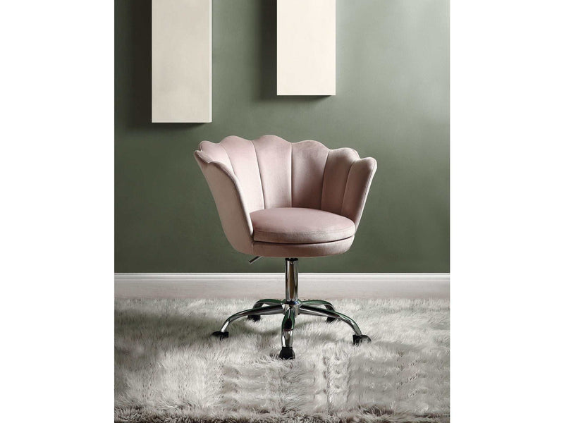 Micco Rose Quartz Velvet & Chrome Office Chair - Ornate Home
