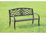 Minot Black Durable Steel Outdoor Bench - Ornate Home