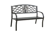 Minot Black Durable Steel Outdoor Bench - Ornate Home