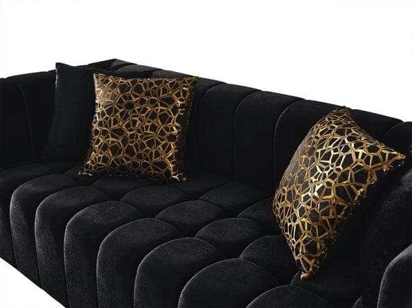 Monica - Black Velvet - Sofa & Loveseat / 2pc - Ornate Home