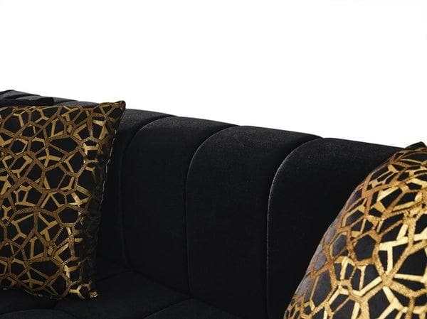 Monica Black Velvet Sofa & Loveseat / 2pc - Ornate Home