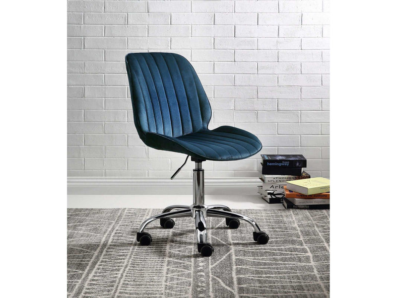 Muata Twilight Blue Velvet & Chrome Office Chair - Ornate Home