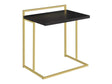 Mugo Matte Brass & Cappuccino Snack Table w/ Metal Base - Ornate Home