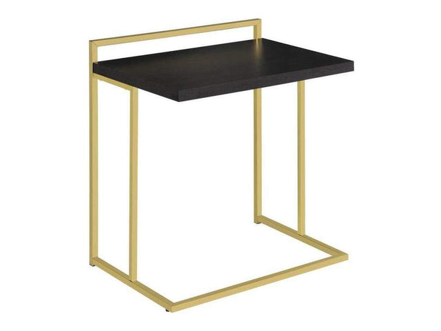 Mugo Matte Brass & Cappuccino Snack Table w/ Metal Base - Ornate Home