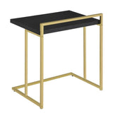 Mugo Matte Brass & Cappuccino Snack Table w/ Metal Base - Ornate Home