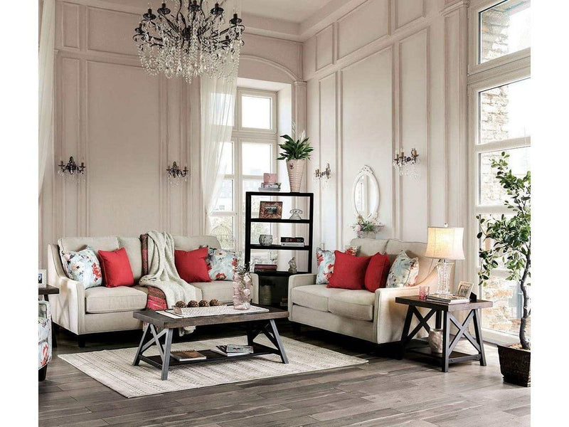 Nadene Ivory Stationary Sofa & Loveseat 2pc - Ornate Home