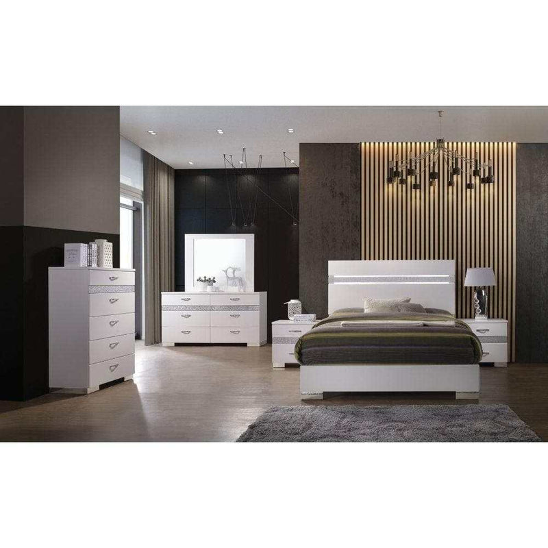 Naima II White Queen Bed - Ornate Home