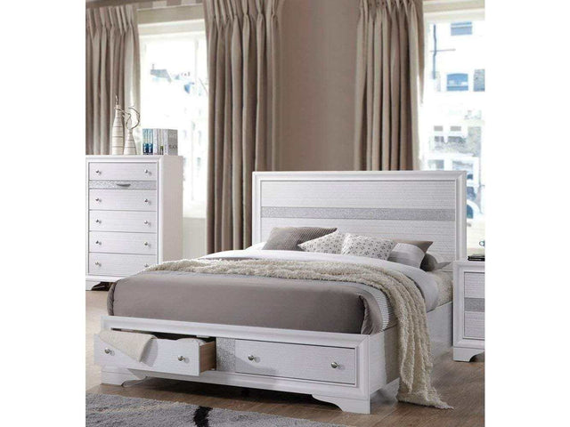 Naima White Eastern King Bed w/ Storage FB - Ornate Home