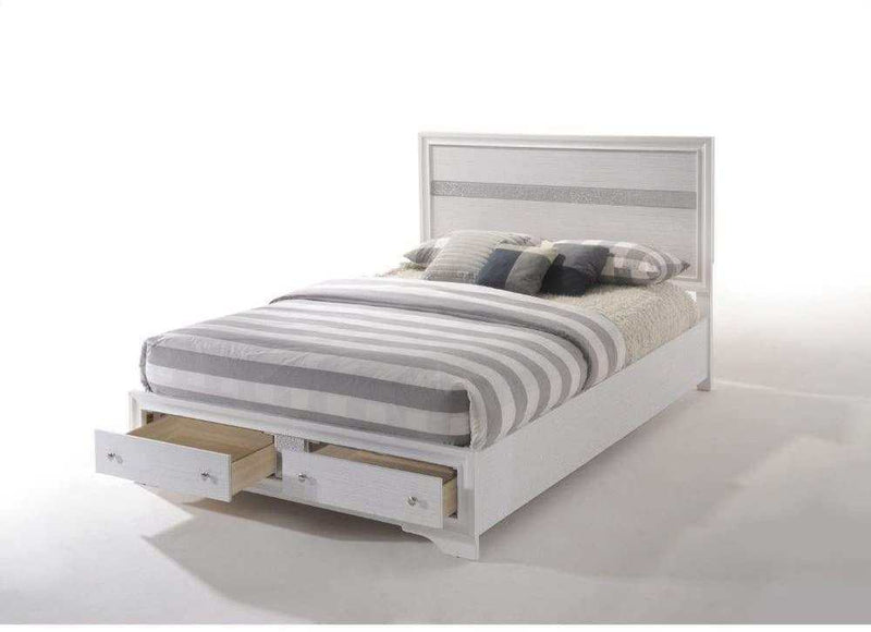 Naima White Eastern King Bed w/ Storage FB - Ornate Home
